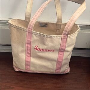L.L. Bean Summer Tote in Cream and Pink